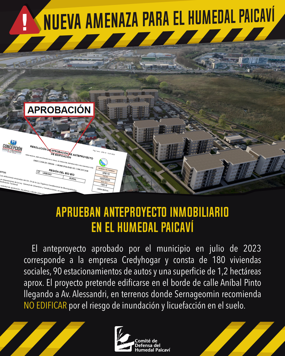 ⚠️ Nueva amenaza: aprueban anteproyecto inmobiliario en el Humedal Paicaví