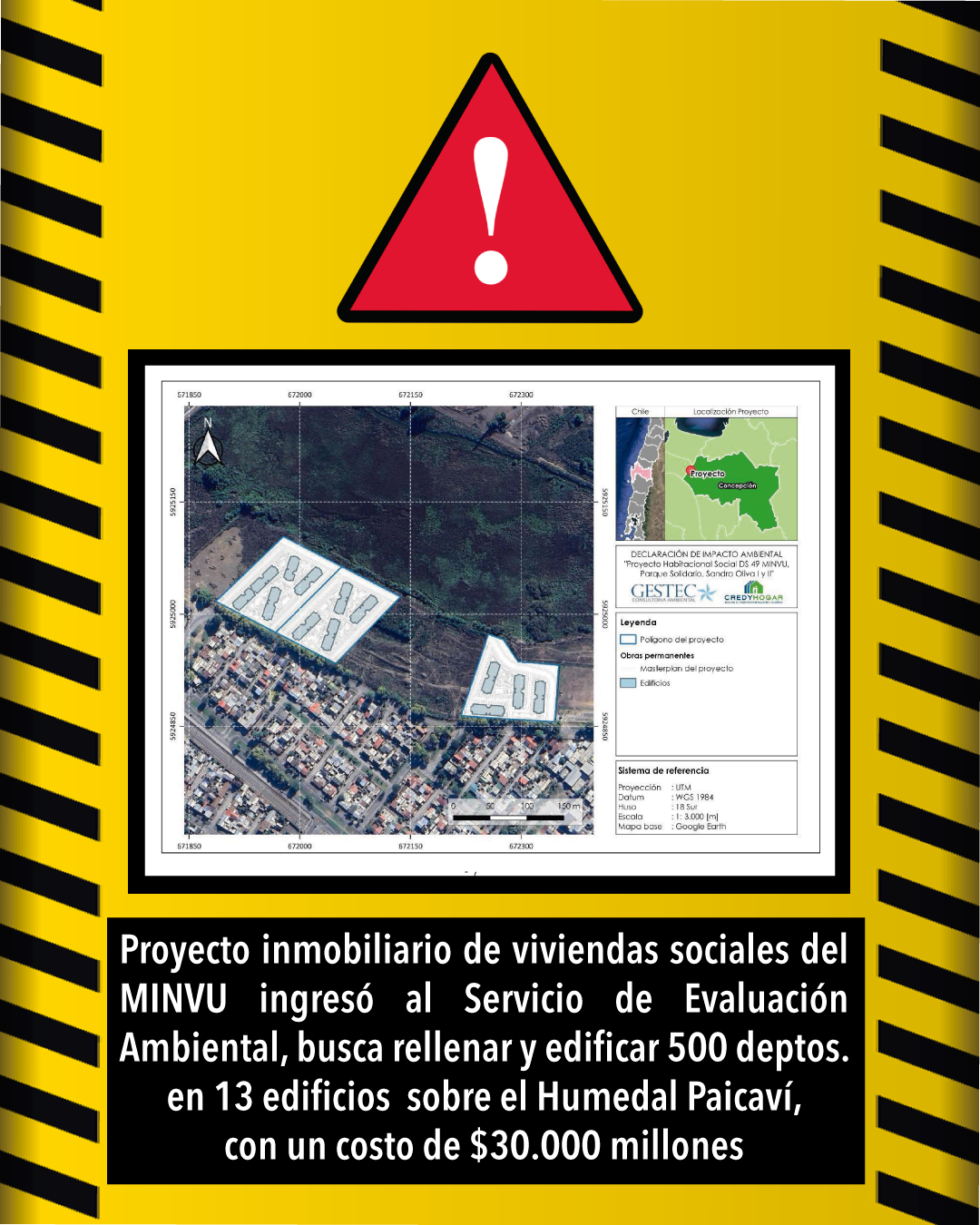 Alerta ambiental: proyecto inmobiliario de 13 torres de departamentos amenaza al Humedal Paicaví